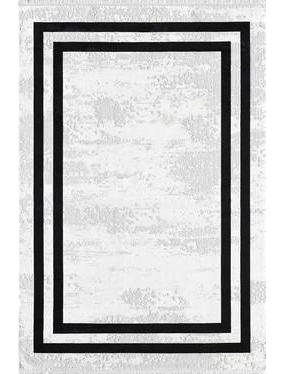 Pierre Cardin Monet MT20B Beyaz - Siyah 6 mm Akrilik Yumuşak Yıkanabilir İnce Kaymaz Dikdörtgen Makine Dokuma Salon Halısı 180x280 cm