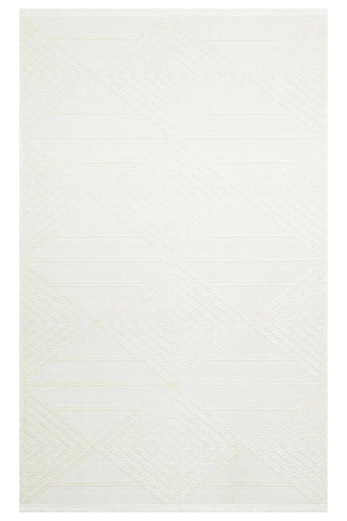 Eko Halı Jakarta JKR03 Krem 8 mm Polipropilen Silinebilir Yıkanabilir Orta Kaymaz Dikdörtgen Makine Dokuma Salon Halısı 160x230 cm