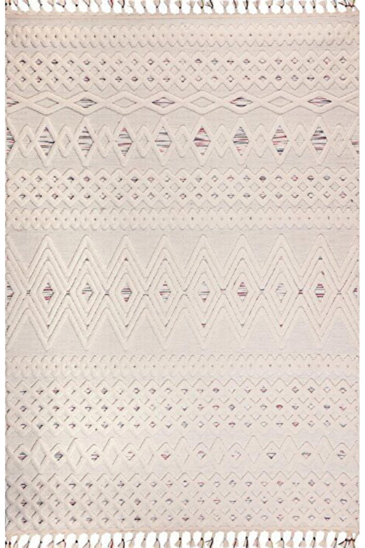 Gümüşsuyu Deco Alvin 12626 Krem 6 mm Viskon Toz Tutmaz Yıkanabilir İnce Kaymaz Dikdörtgen Makine Dokuma Salon Halısı 100x300 cm