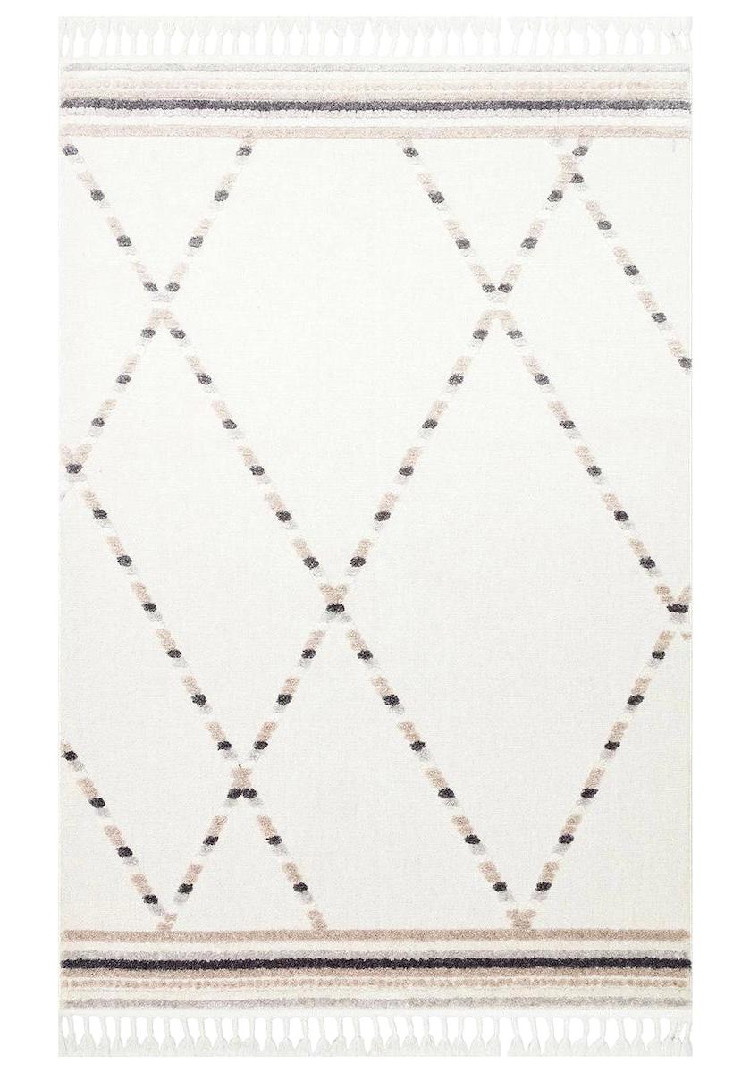 Eko Halı Terazzo TRZ04 Krem 12 mm Polyester Silinebilir Yıkanabilir Kalın Kaymaz Dikdörtgen Makine Dokuma Oturma Odası-Salon Halısı 80x200 cm