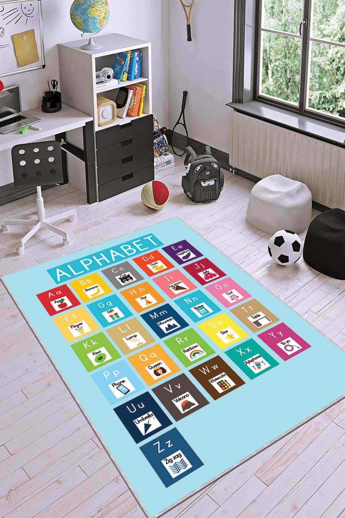 Viva Home AR024 Krem 7 mm Mikropolyester Yalıtıma Yardımcı Yıkanabilir Orta Kaymaz Dot Taban Dikdörtgen Makine Dokuma Çocuk Odası Halısı 200x290 cm