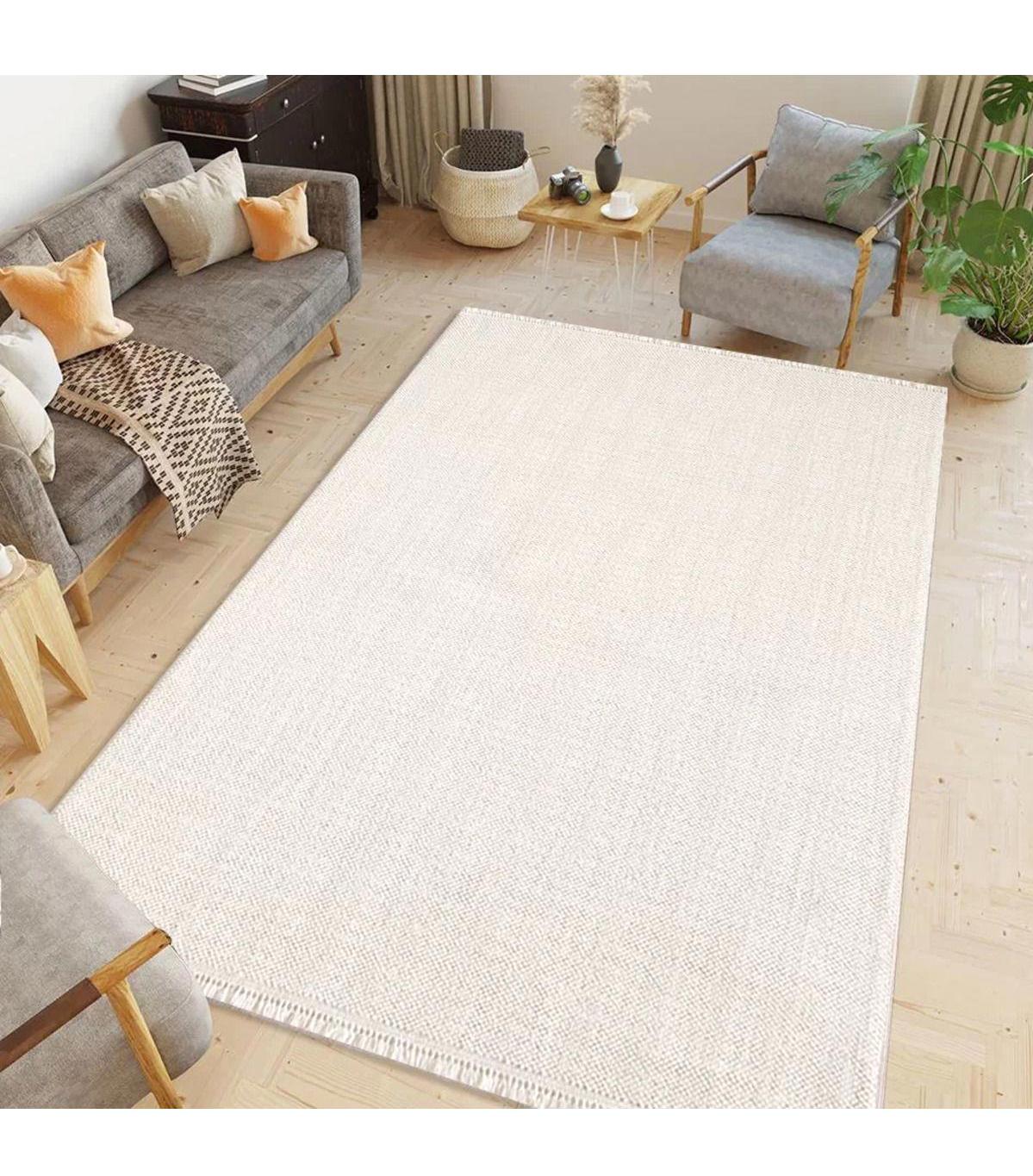 Royal Halı Loopy Bej Polyester Toz Tutmaz Yıkanabilir Kalın Kaymaz Lateks Taban Dikdörtgen Makine Dokuma Salon Halısı 80x300 cm