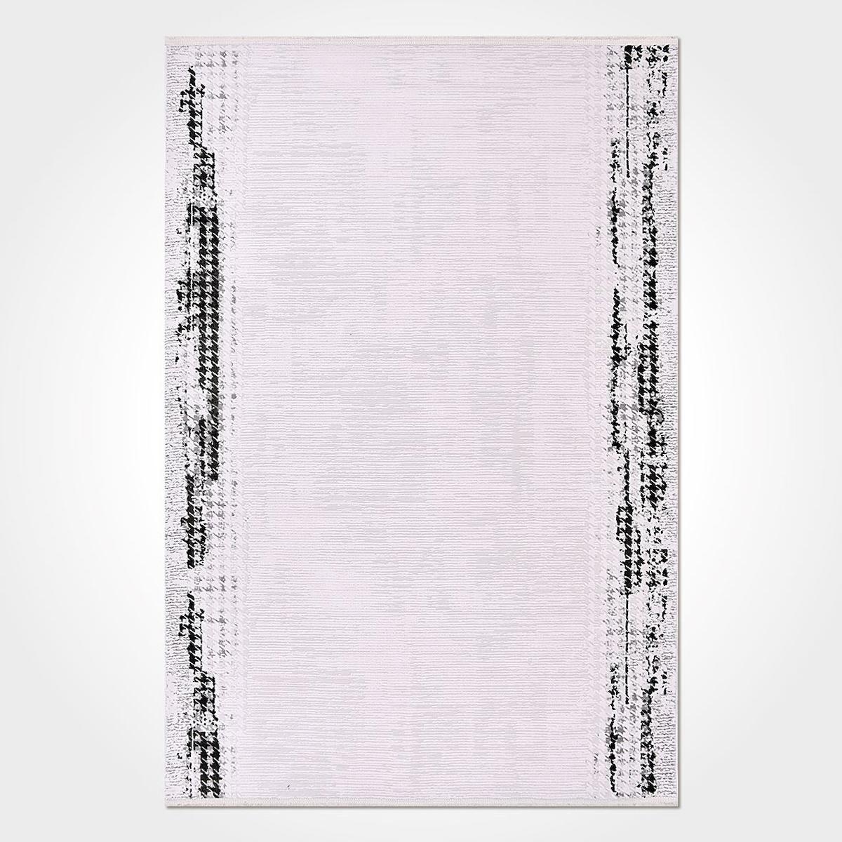 Crea Halı Amazon 12150K Krem 4 mm Akrilik-Viskon Yıkanabilir İnce Soyut Temalı Dikdörtgen Makine Dokuma Salon Halısı 160x160 cm
