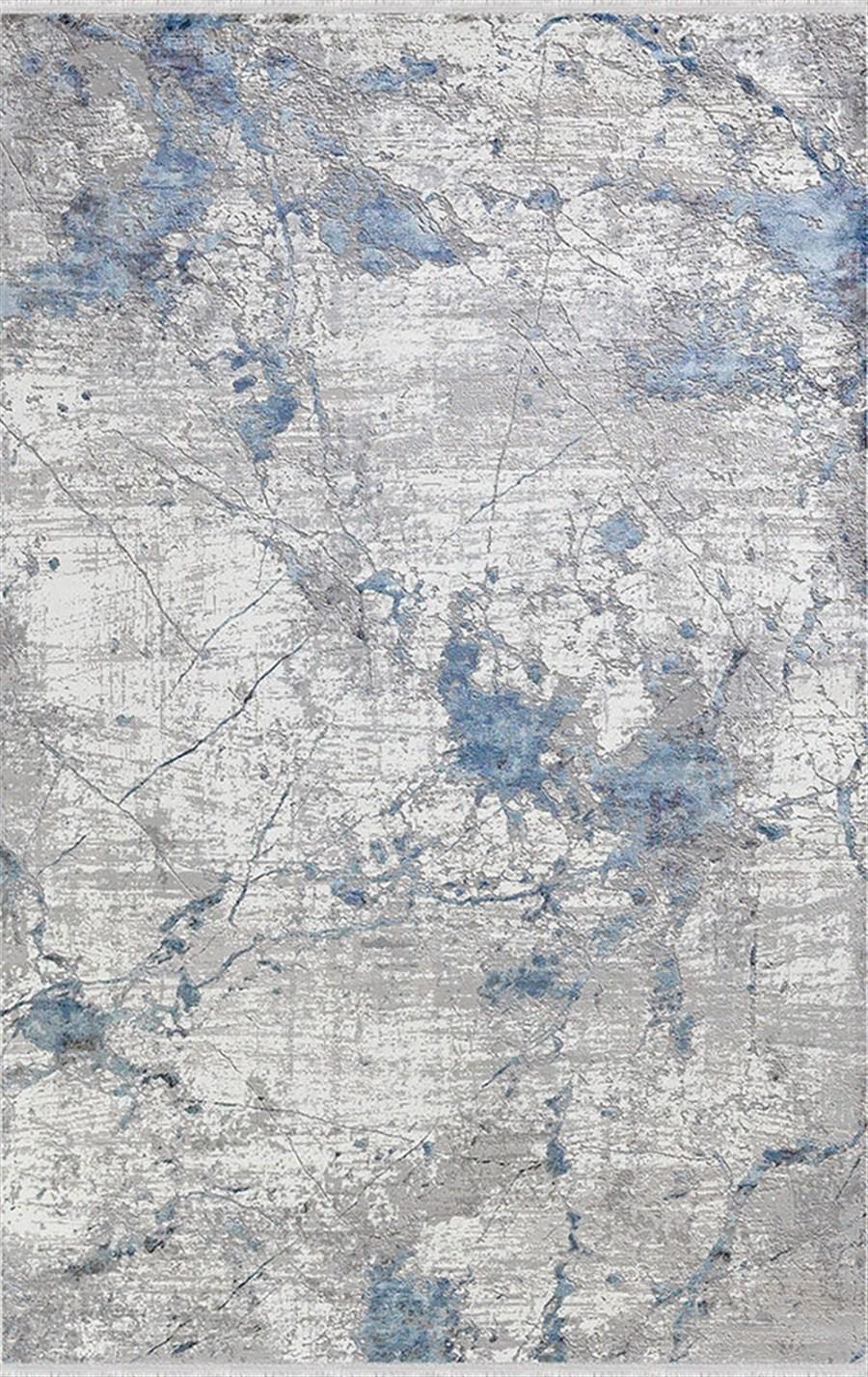 Merinos Tresor 34153 Mavi 8 mm Akrilik Yumuşak Yıkanabilir Kalın Kaymaz Dikdörtgen Makine Dokuma Salon Halısı 80x150 cm