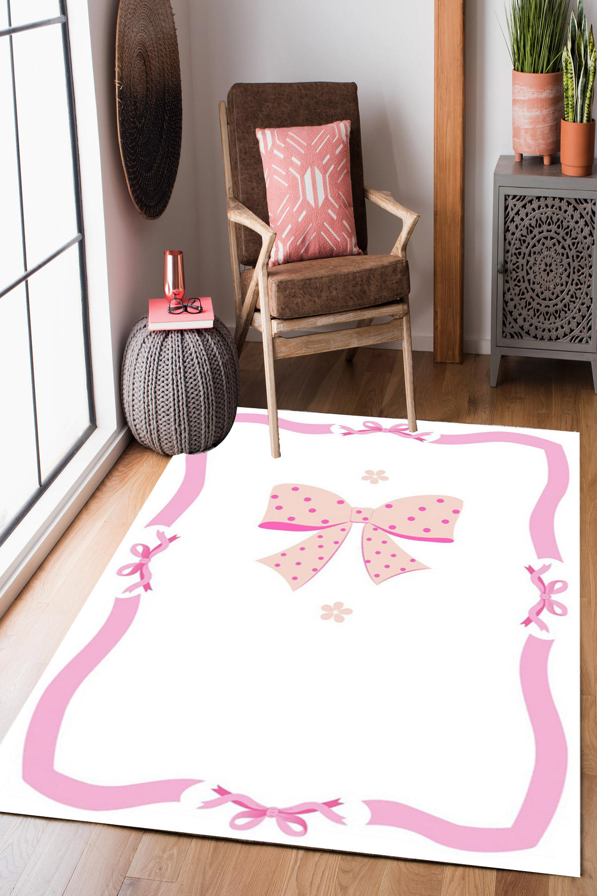 Homier Collection H-CK-10199B Krem 9 mm Pamuk Antibakteriyel Yıkanabilir Orta Kaymaz Dikdörtgen Makine Dokuma Çocuk Odası Halısı 200x290 cm