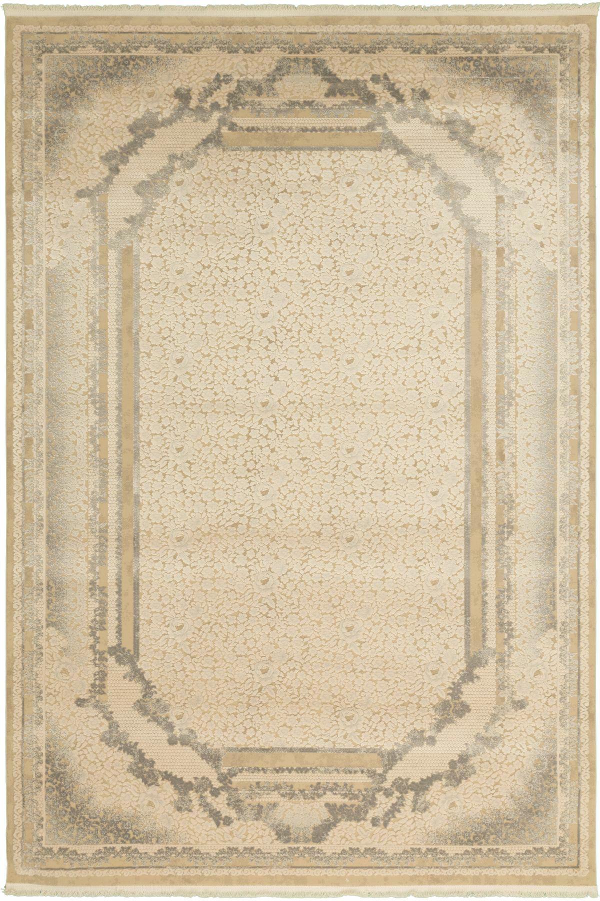 Tuğra Halı Silver SV03 Çok Renkli 7 mm Akrilik-Viskon Yıkanabilir İnce Dikdörtgen Makine Dokuma Antre-Oturma Odası-Salon-Yatak Odası Halısı 125x200 cm