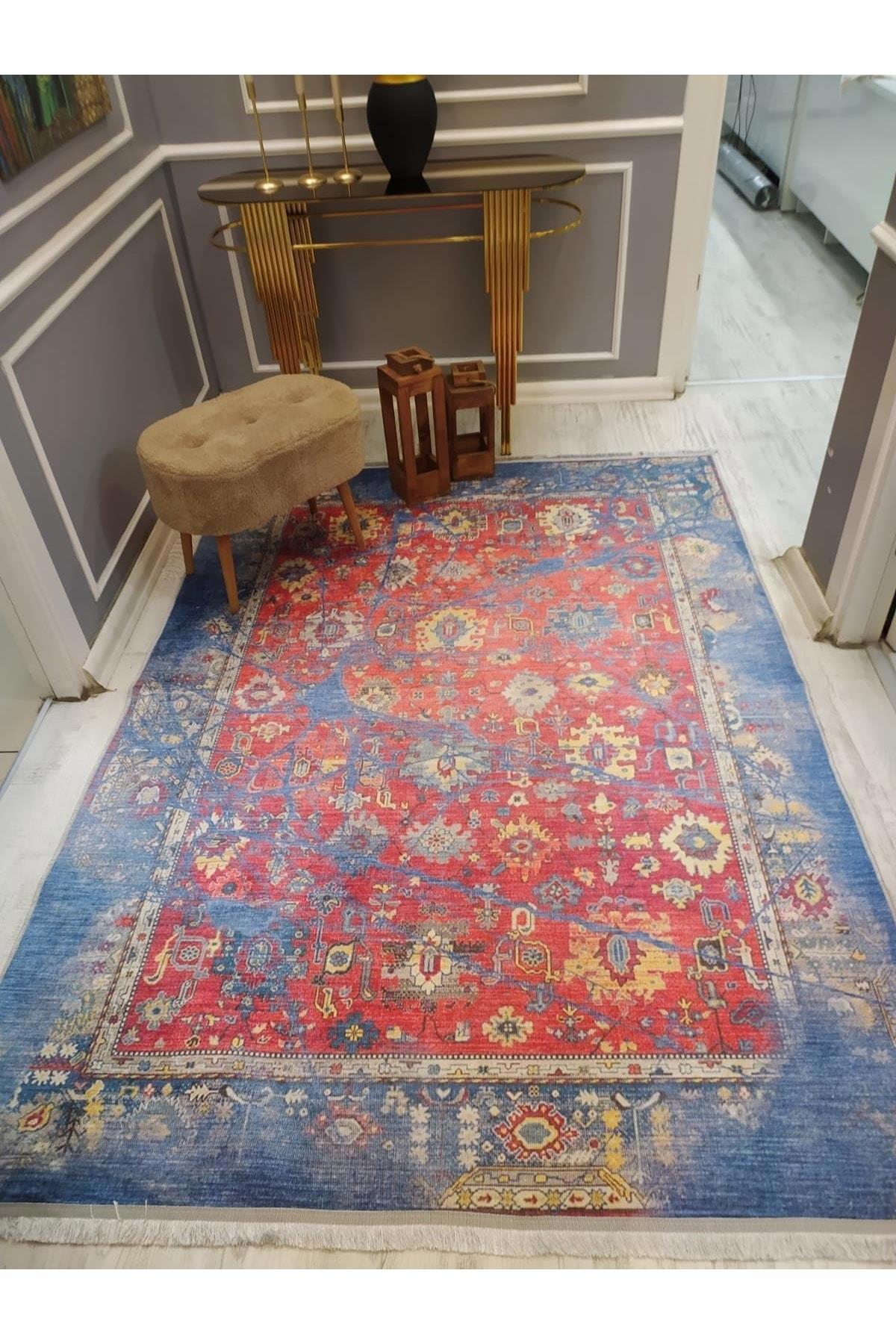 Doruklar Home Collection Çok Renkli 0.7 mm Yıkanabilir Kaymaz Taban Dikdörtgen Makine Dokuma Halı 100x200 cm