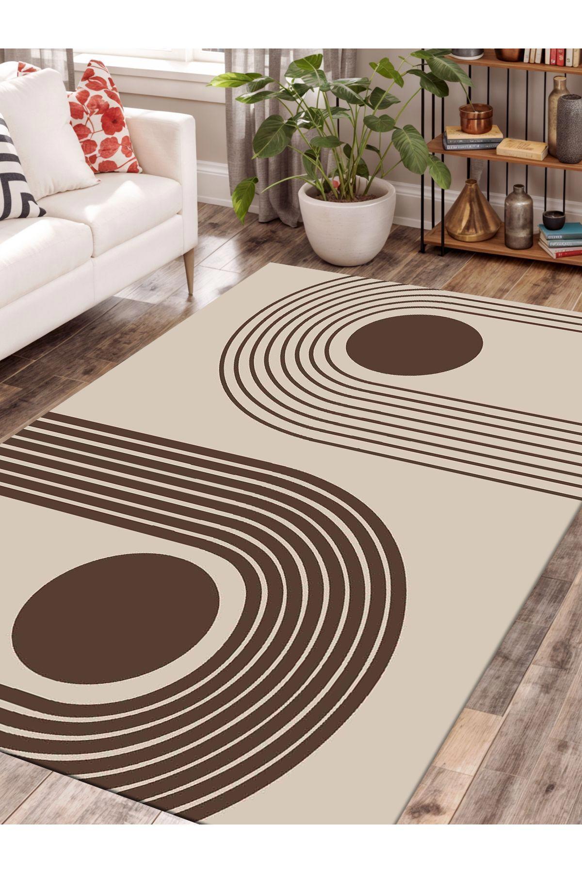 İnspira Çok Renkli 12 mm Polyester Antibakteriyel-Leke Tutmaz-Toz Tutmaz Yıkanabilir Orta Kaymaz Dot Taban Dikdörtgen Makine Dokuma Oturma Odası-Salon Halısı 100x300 cm
