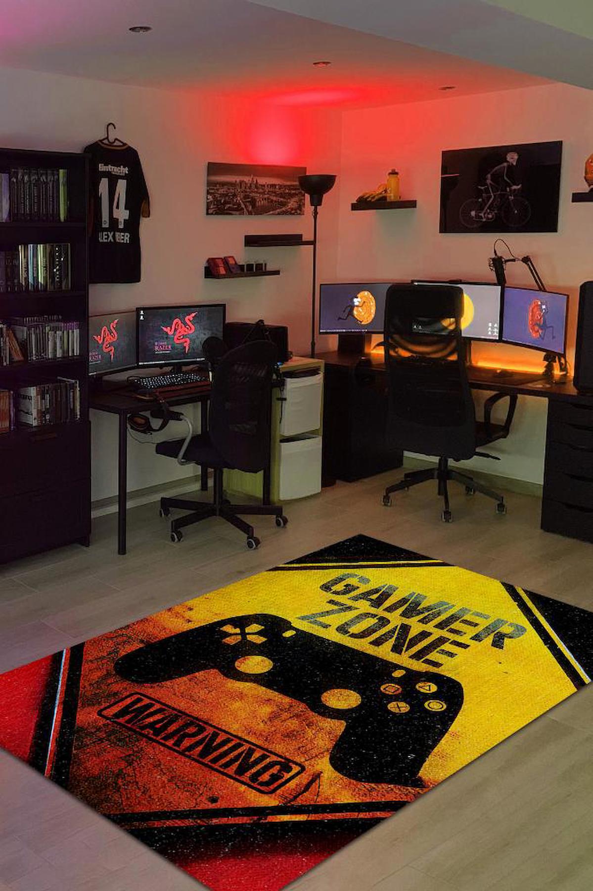 Homshtag Uyarı Oyun Alanı Çok Renkli 4 mm Pamuk Antistatik Yıkanabilir İnce Kaymaz Dikdörtgen Makine Dokuma Genç Odası Halısı 80x200 cm