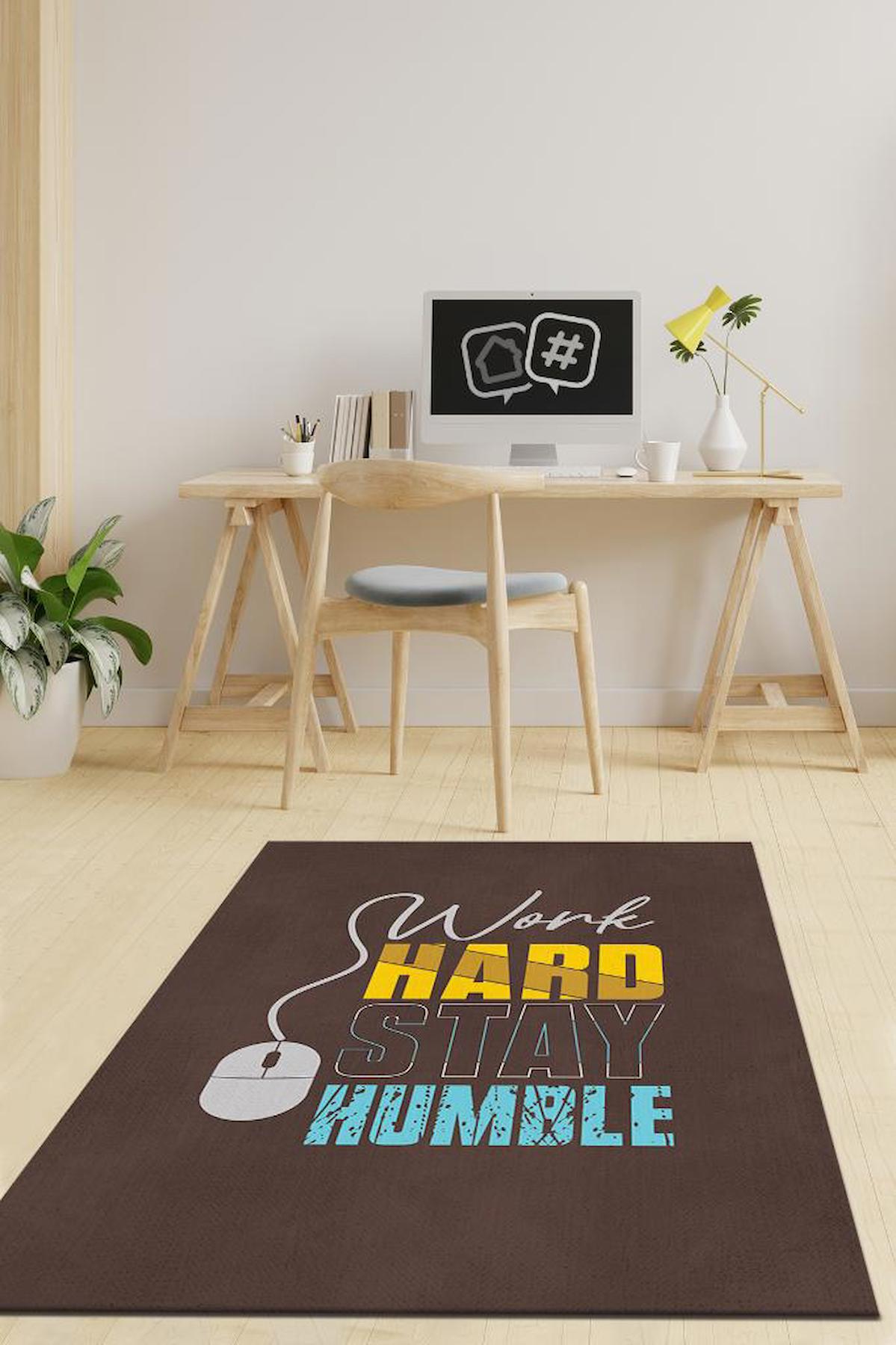 Homshtag Çalış Mütavazi Ol Çok Renkli 4 mm Pamuk Antistatik Yıkanabilir İnce Kaymaz Dikdörtgen Makine Dokuma Çalışma Odası Halısı 80x200 cm