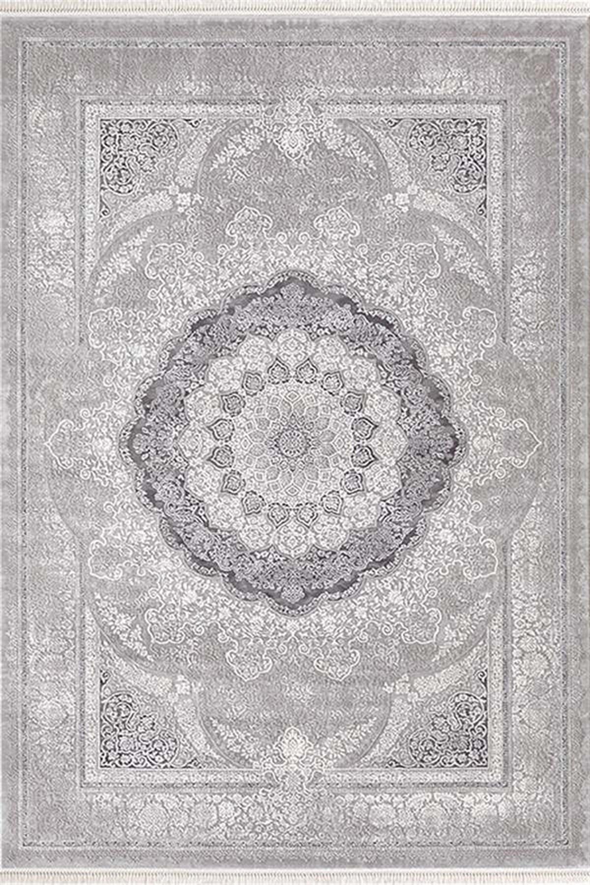 Efsane Halı Esmira 31892 Gri 8 mm Akrilik Silinebilir Yıkanabilir Orta Kaymaz Dikdörtgen Makine Dokuma Oturma Odası Halısı 80x120 cm