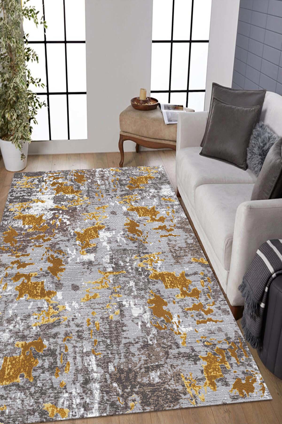 Latte Dizayn Gina Krem 0.5 mm Pamuk Antibakteriyel Yıkanabilir Kaymaz Dikdörtgen Makine Dokuma Salon Halısı 200x290 cm