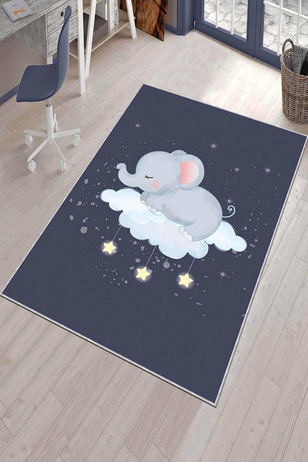Viva Home AR085 Antrasit 7 mm Mikropolyester Yıkanabilir İnce Kaymaz Jüt Taban Dikdörtgen Makine Dokuma Çocuk Odası Halısı 200x290 cm