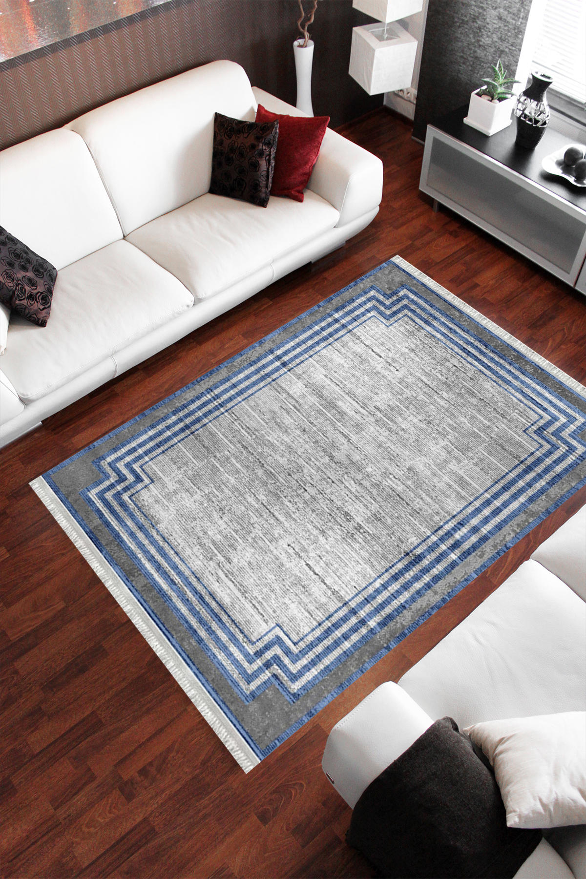 Homier Collection H-MD-0081A Krem 7 mm Pamuk Antibakteriyel Yıkanabilir Orta Kaymaz Dot Taban Dikdörtgen Makine Dokuma Salon Halısı 80x300 cm