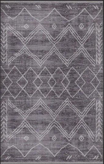 Merinos Therapy 36124 Beyaz - Siyah 12 mm Viskon Yumuşak Yıkanabilir Kalın Kaymaz Dot Taban Dikdörtgen Makine Dokuma Salon Halısı 100x150 cm