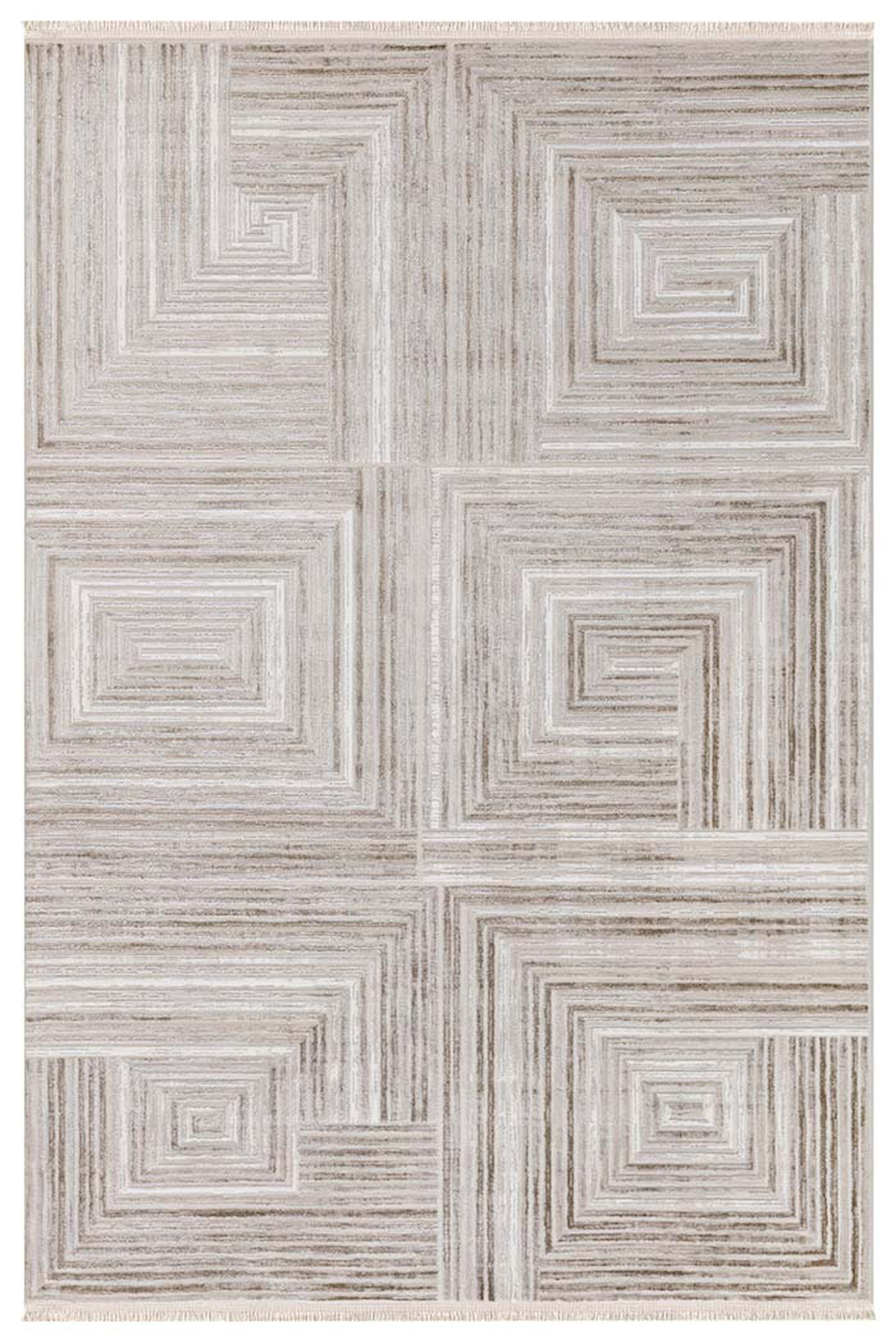İpek Mekik Halı Mirina 1550A Krem 7 mm Polyester Toz Tutmaz Yıkanabilir Orta Kaymaz Pamuk Taban Dikdörtgen Makine Dokuma Antre-Çocuk Odası-Salon-Yatak Odası Halısı 100x150 cm