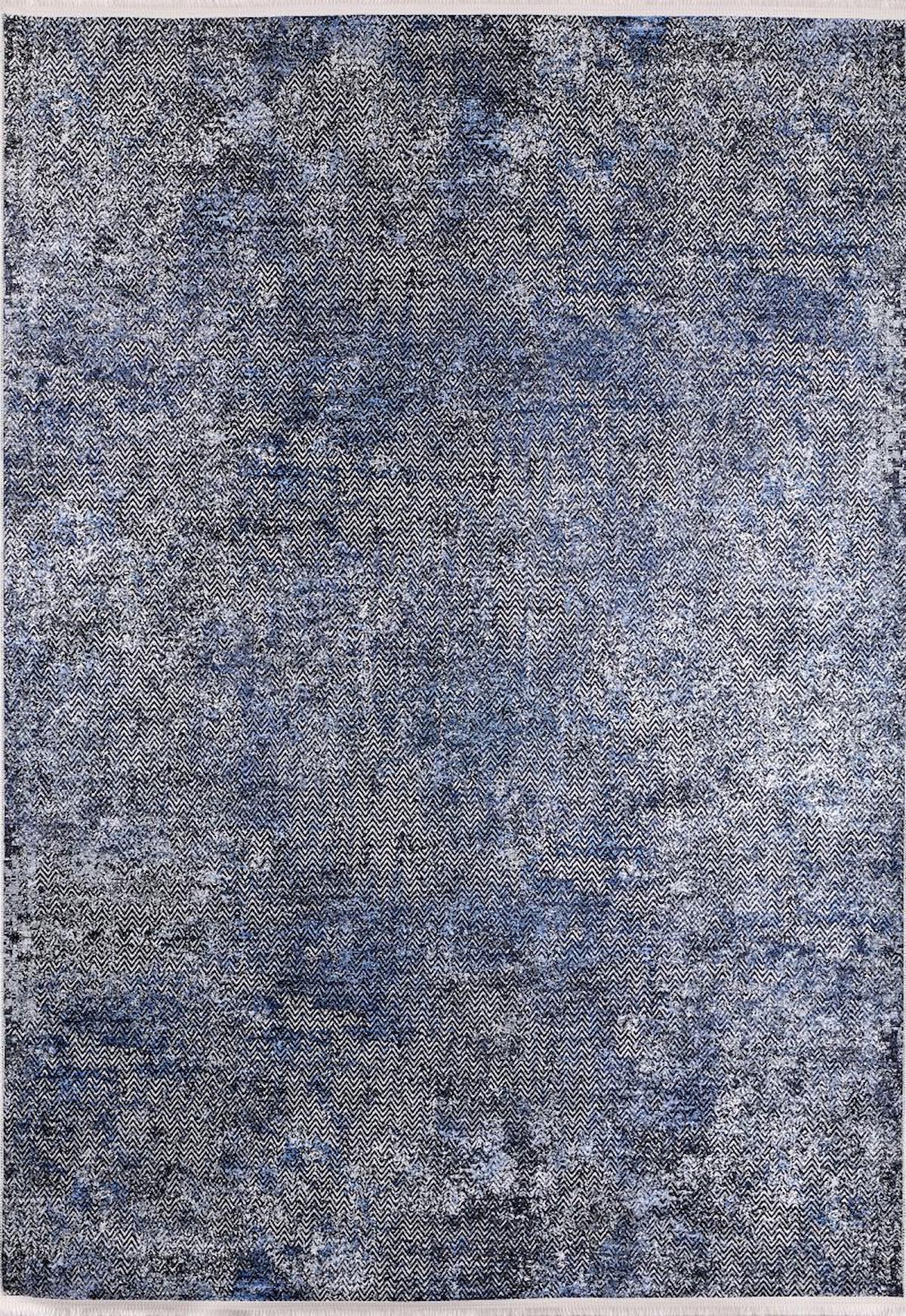 Halı Atölyesi Mavi 5 mm Pamuk Hipoalerjenik Yıkanabilir İnce Kaymaz Taban Dikdörtgen Makine Dokuma Salon Halısı 80x150 cm