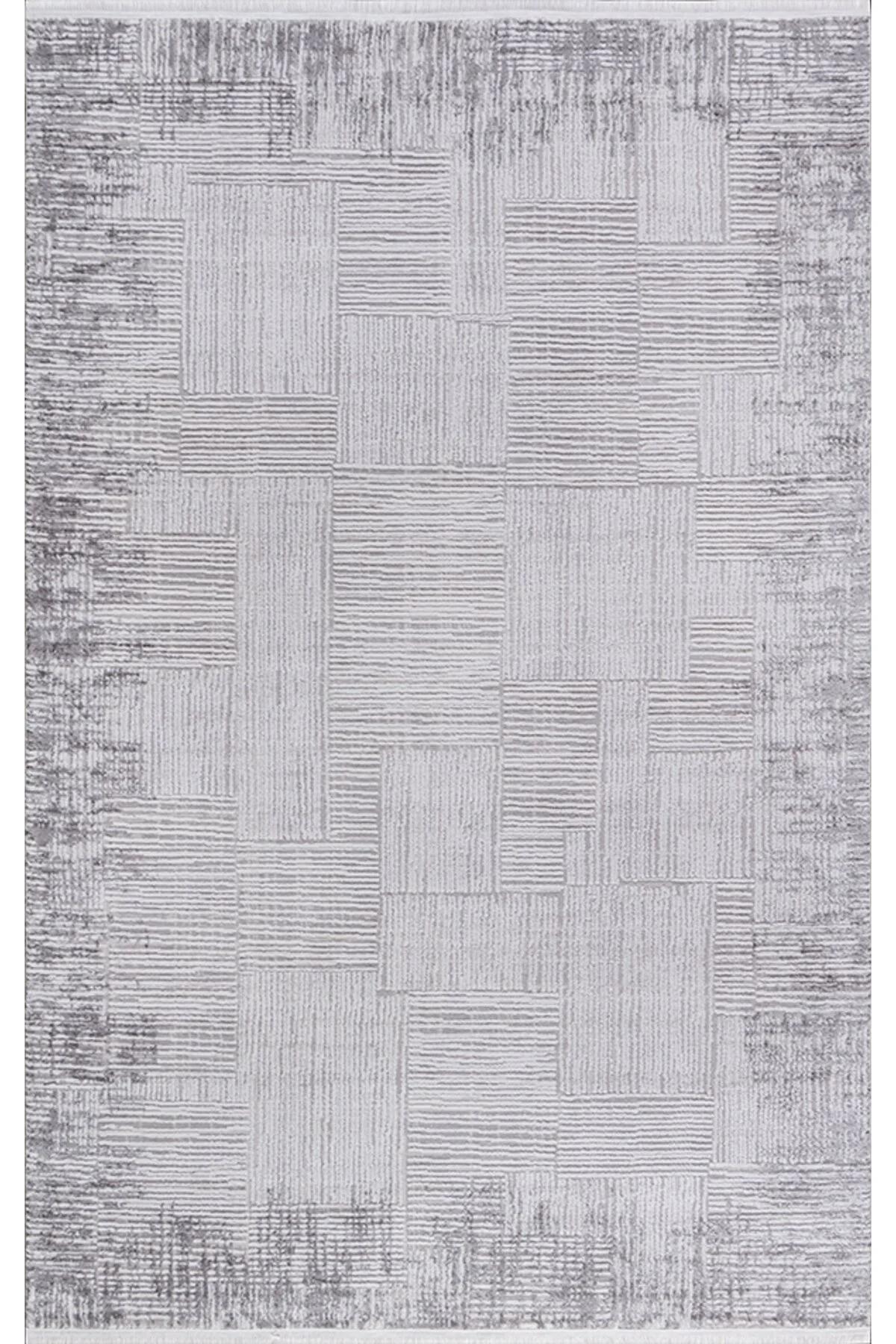 Merinos  Diyez 64256 Gri 9 mm Akrilik Yıkanabilir İnce Kaymaz Dikdörtgen Makine Dokuma Salon Halısı 160x250 cm