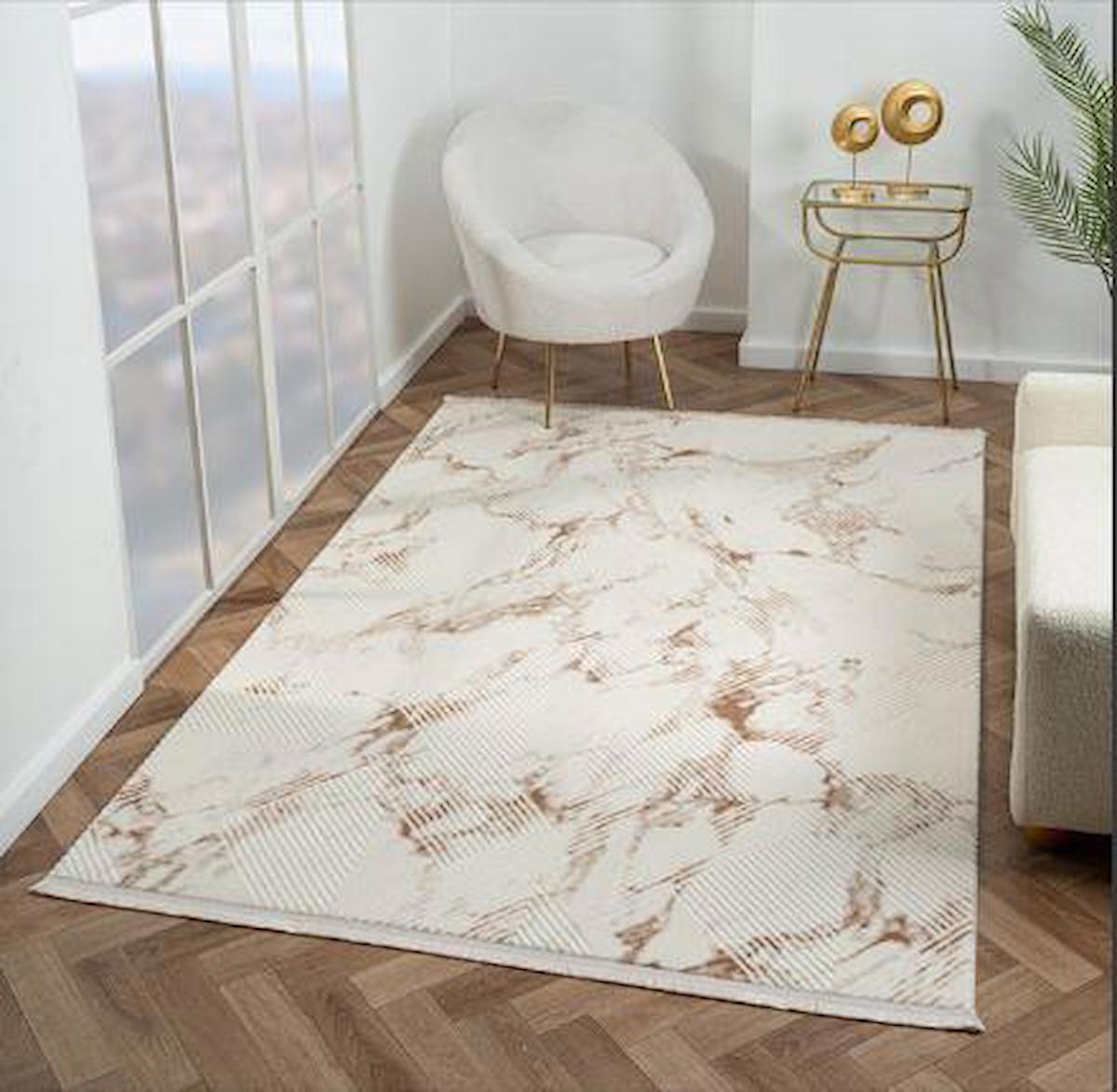 Çam Halı Scarlet SC011A Vizon 11 mm Akrilik Silinebilir Yıkanabilir Orta Dikdörtgen Makine Dokuma Salon Halısı 100x200 cm