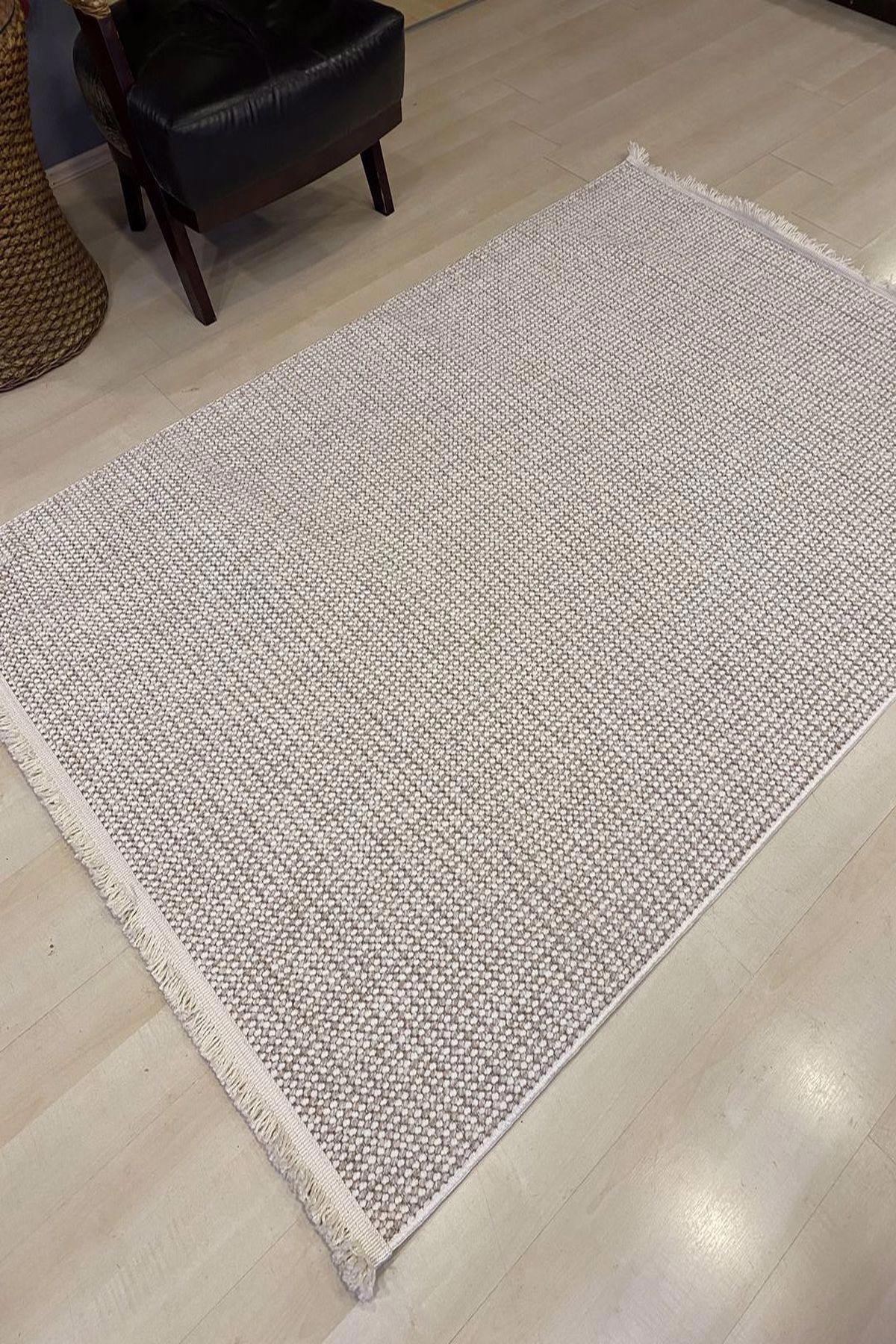 Eko Halı Motto Krem 10 mm Polyester Silinebilir Yıkanabilir Orta Kaymaz Dikdörtgen Makine Dokuma Oturma Odası-Salon Halısı 160x230 cm