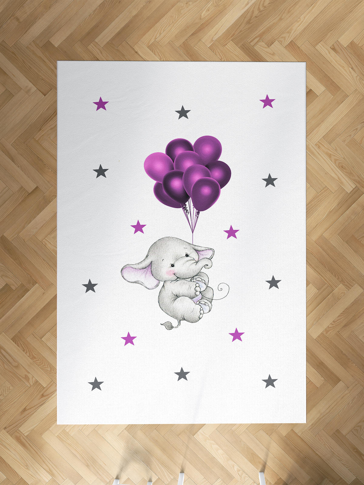 Mekta Home Balon-Fil Çok Renkli 10 mm Antibakteriyel Yıkanabilir İnce Kaymaz Dot Taban Dikdörtgen Makine Dokuma Çocuk Odası Halısı 140x300 cm