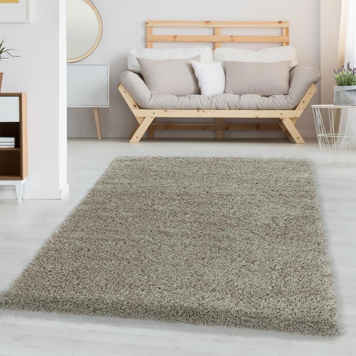 Carpettex Gri-Siyah 30 mm Polipropilen Antibakteriyel Yıkanabilir Kalın Kaymaz Lateks Taban Dikdörtgen Makine Dokuma Salon Halısı