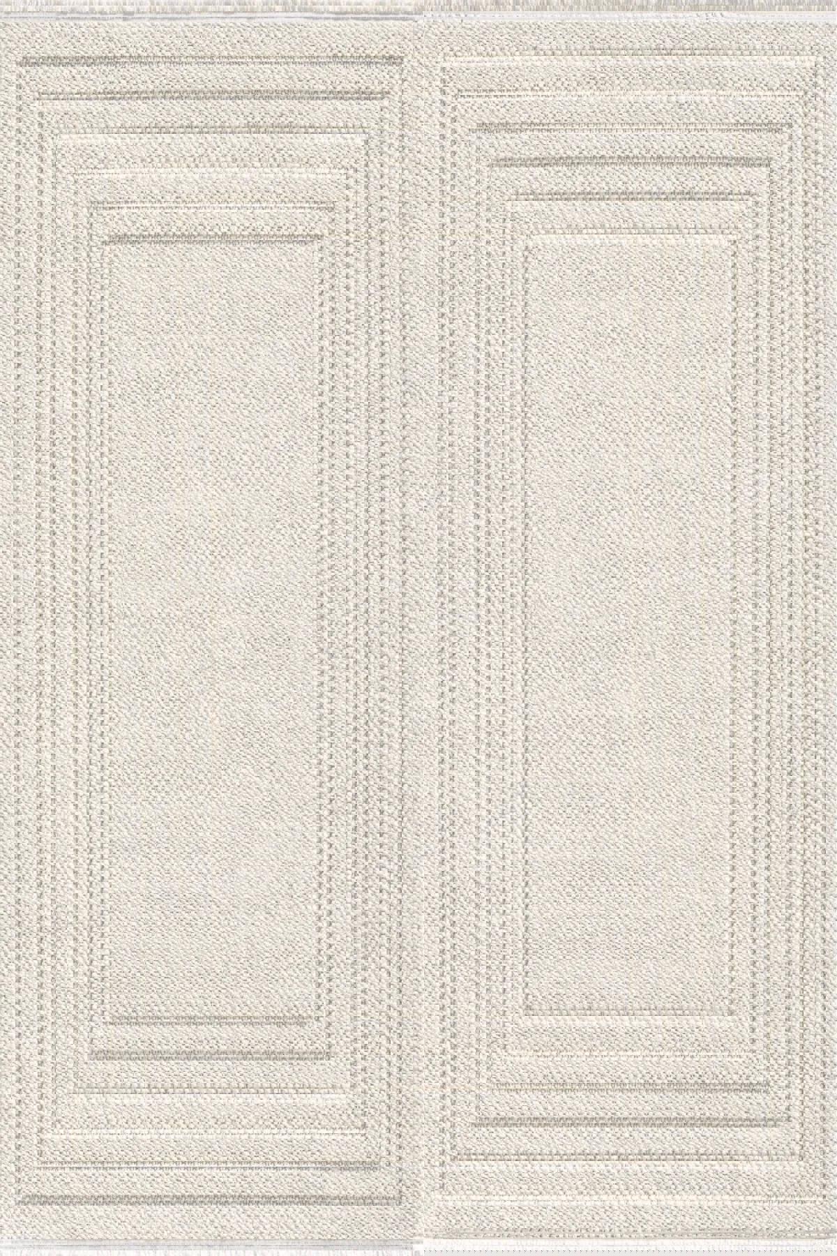 Royal Halı Loopy LQ06A Krem 6 mm Polyester Antibakteriyel Yıkanabilir Kalın Kaymaz Lateks Taban Dikdörtgen Makine Dokuma Salon Halısı 120x180 cm