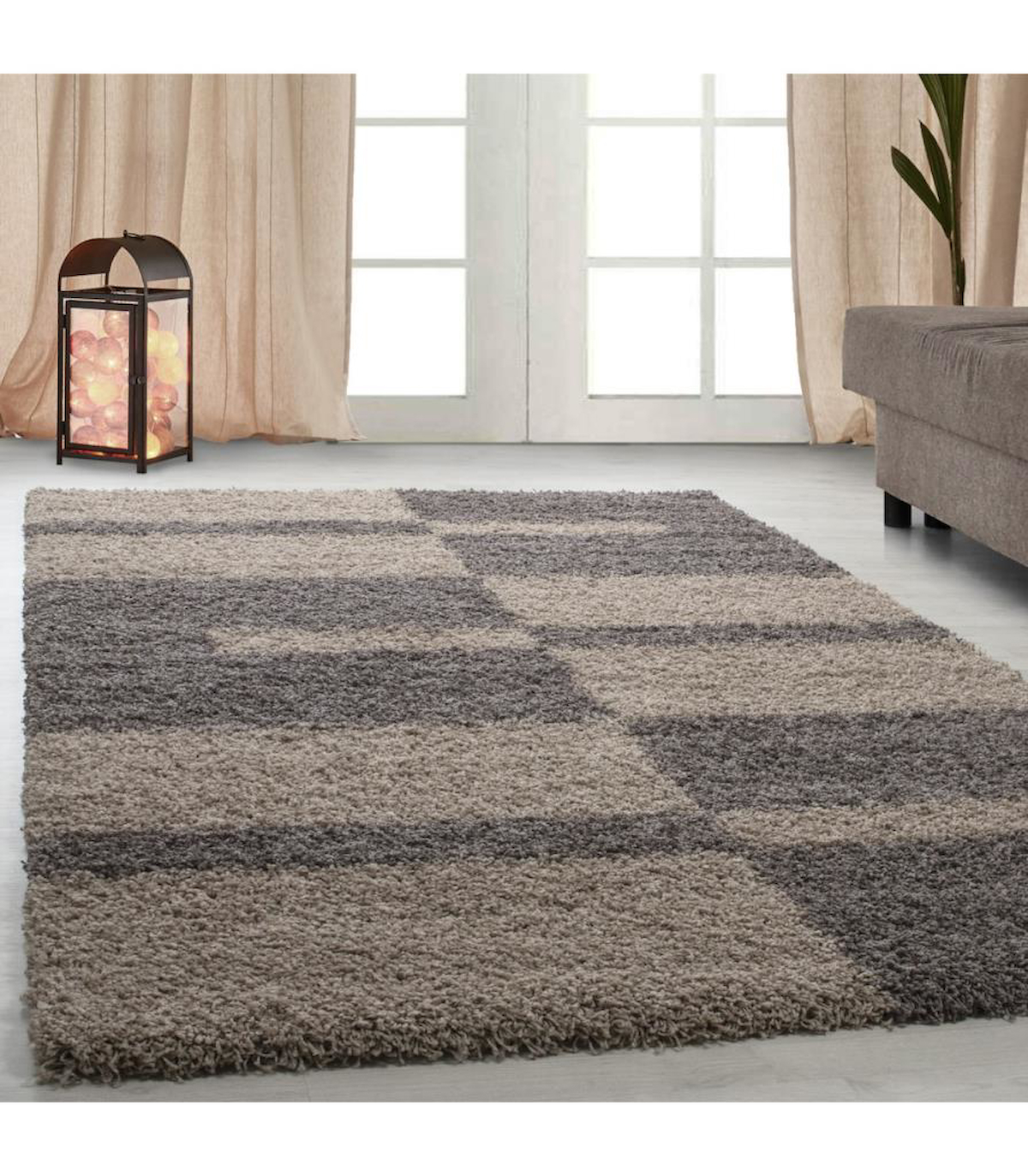 Carpettex Kahverengi 30 mm Polipropilen Antialerjenik Yıkanabilir Kalın Kaymaz Jüt Taban Dikdörtgen Makine Dokuma Salon Halısı 100x200 cm