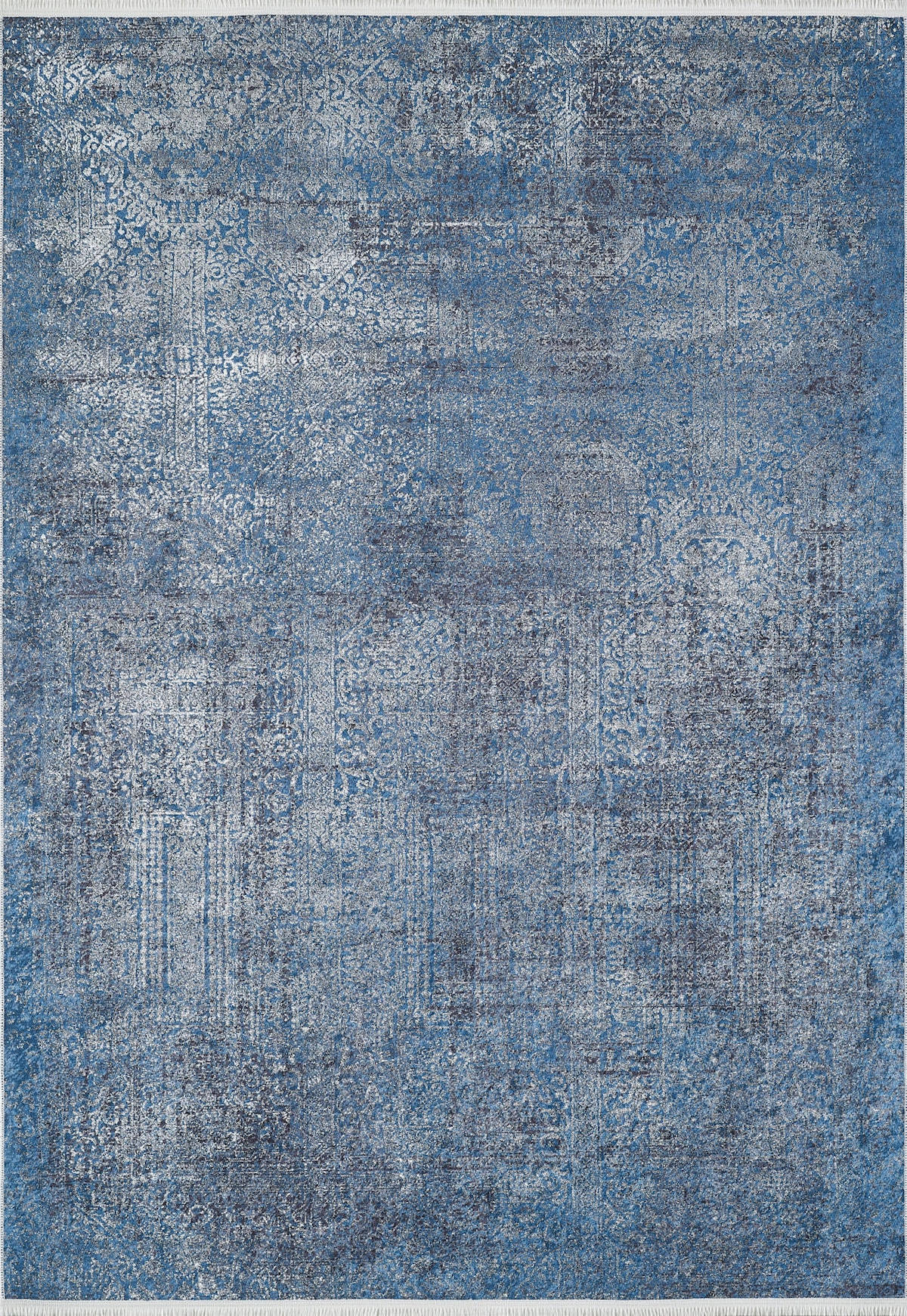Halı Atölyesi HA449 Mavi 5 mm Pamuk Toz Tutmaz Yıkanabilir İnce Kaymaz Dikdörtgen Makine Dokuma Salon Halısı 100x300 cm