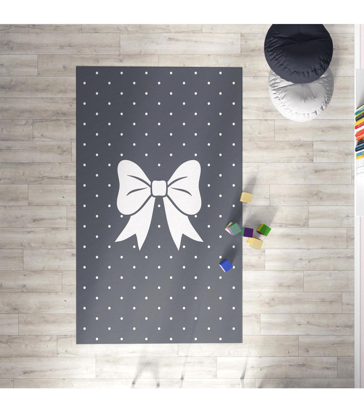 Chiron Baby Ceritti CRTT100 Gri 5 mm Pamuk-Polyester Antialerjenik Yıkanabilir İnce Kaymaz Taban Figürlü Dikdörtgen Makine Dokuma Çocuk Odası Halısı 160x235 cm