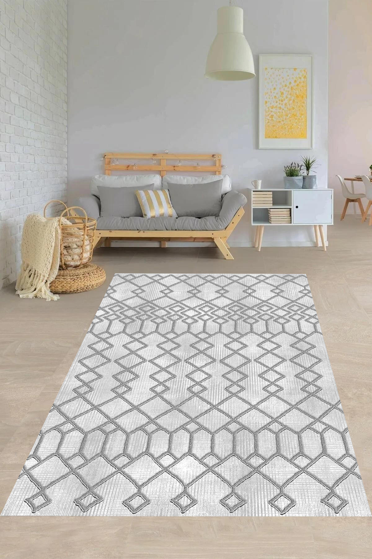 Aldora A254 Gri 9 mm Deri Toz Tutmaz Yıkanabilir İnce Kaymaz Deri Taban Dikdörtgen Makine Dokuma Salon Halısı 70x110 cm