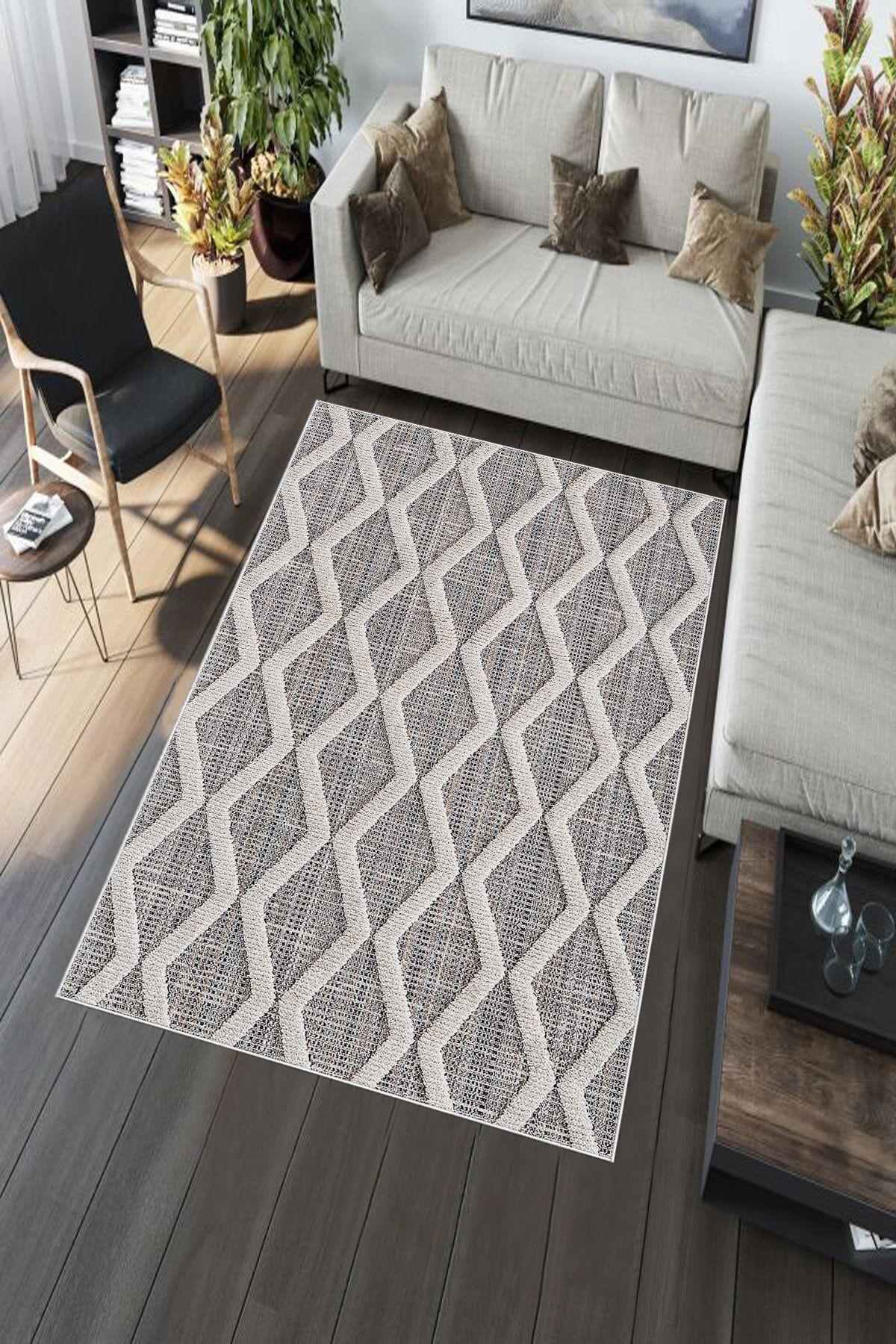 Aldora A251 Krem 9 mm Deri Antibakteriyel Yıkanabilir İnce Kaymaz Pamuk Taban Dikdörtgen Makine Dokuma Salon Halısı 100x300 cm