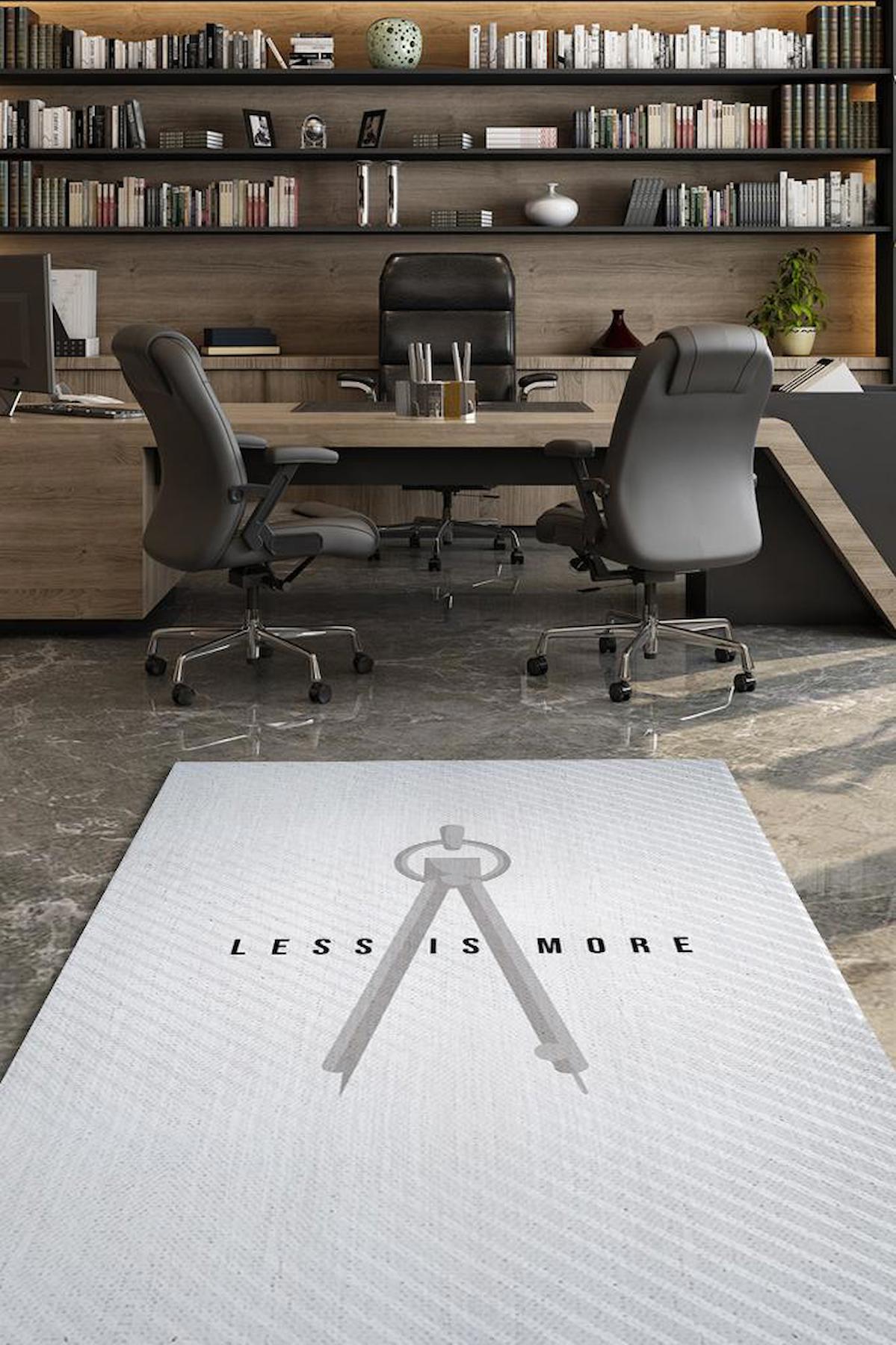 Homshtag Az Çoktur Krem 4 mm Pamuk Antistatik Yıkanabilir İnce Kaymaz Dikdörtgen Makine Dokuma Ofis Halısı 120x180 cm