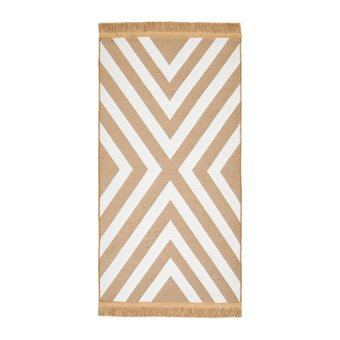 Giz Home Bej 0.6 mm Çift Taraflı İnce Jüt Taban Geometrik Dikdörtgen El Dokuması Salon Halısı 120x180 cm