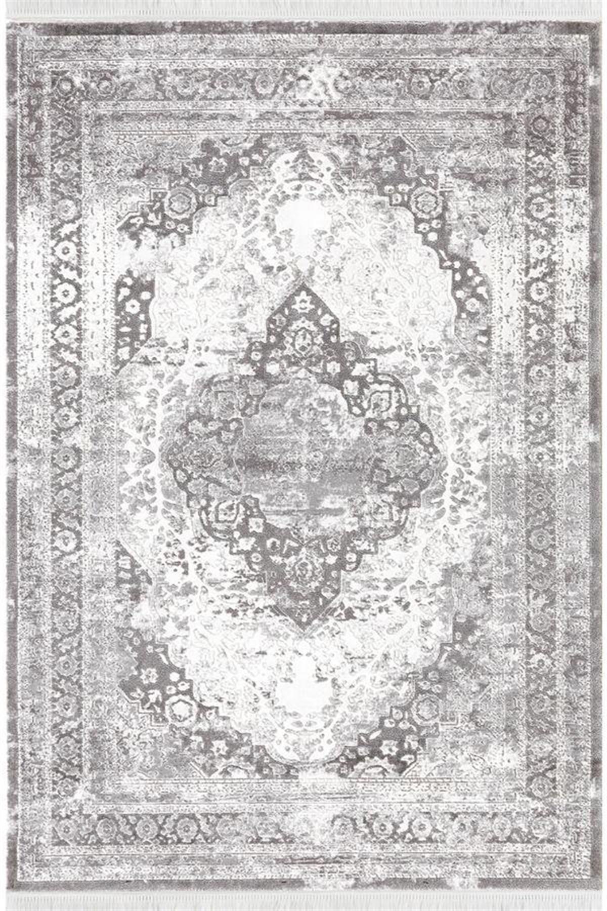 Dinarsu Gold GD014 Gri 12 mm Akrilik Silinebilir Yıkanabilir Orta Kaymaz Dikdörtgen Makine Dokuma Salon Halısı 200x300 cm