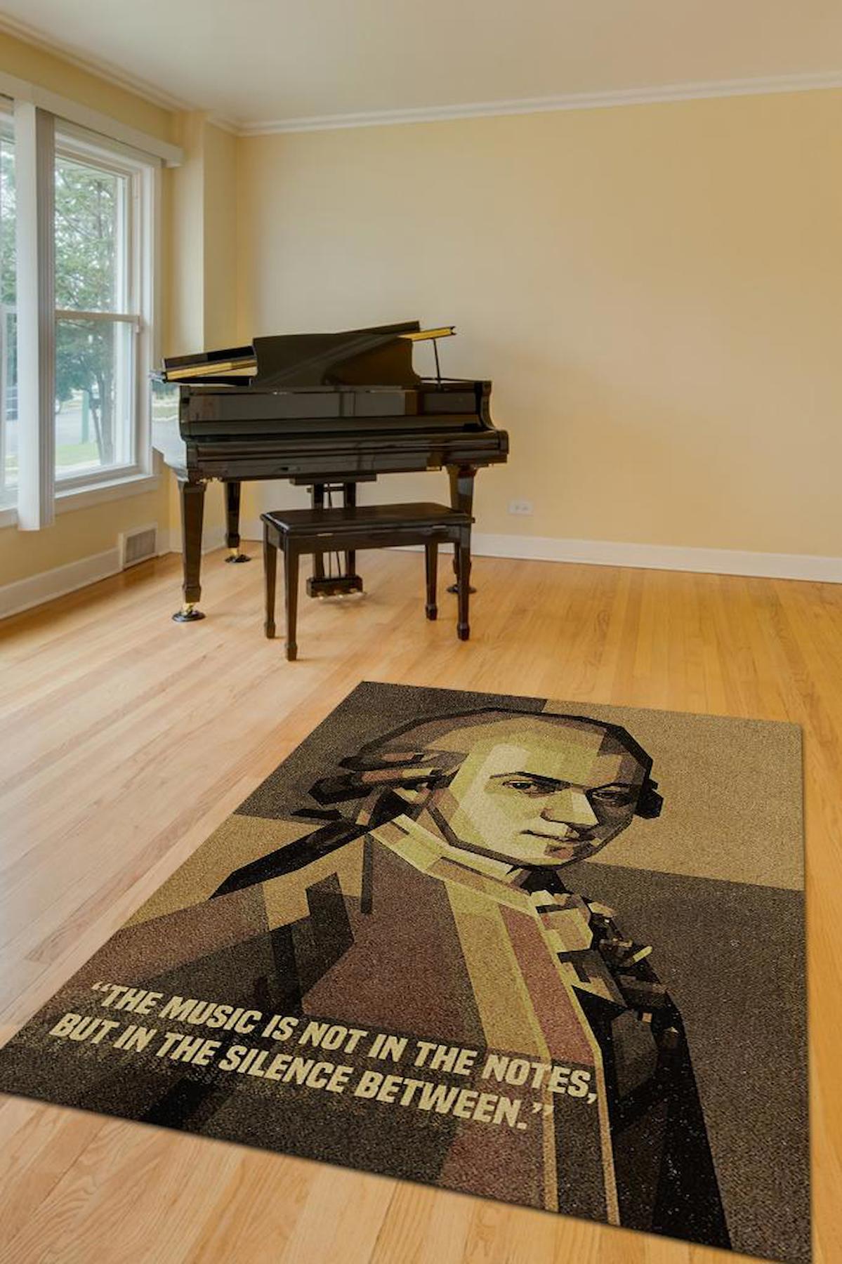 Homshtag Mozart Çok Renkli 4 mm Polyester Antistatik Yıkanabilir İnce Kaymaz Dikdörtgen Makine Dokuma Hobi Odası Halısı 100x200 cm