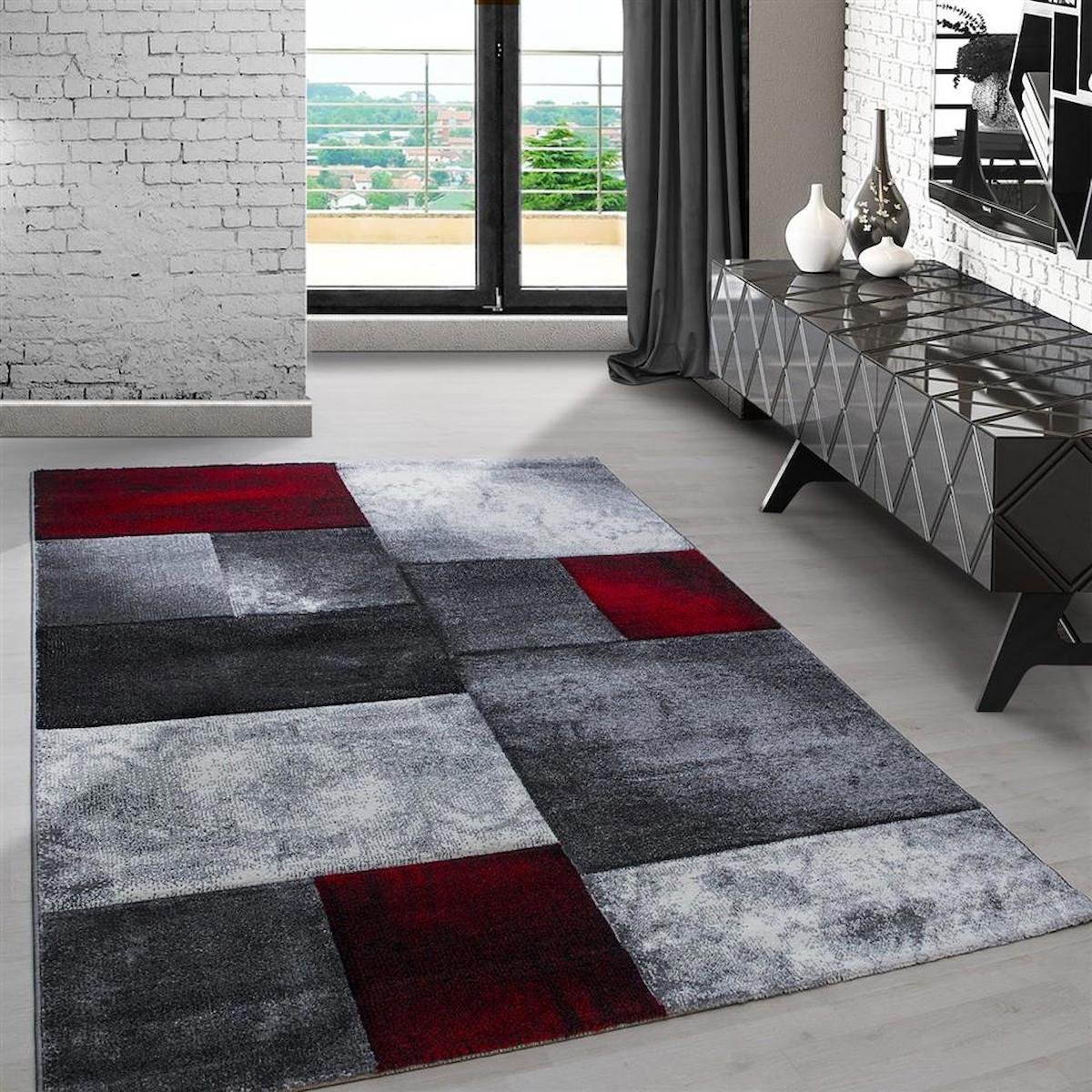 Red Halı Kırmızı 12 mm Polipropilen Antialerjenik Yıkanabilir Kalın Jüt Taban Dikdörtgen Makine Dokuma Salon Halısı 160x230 cm