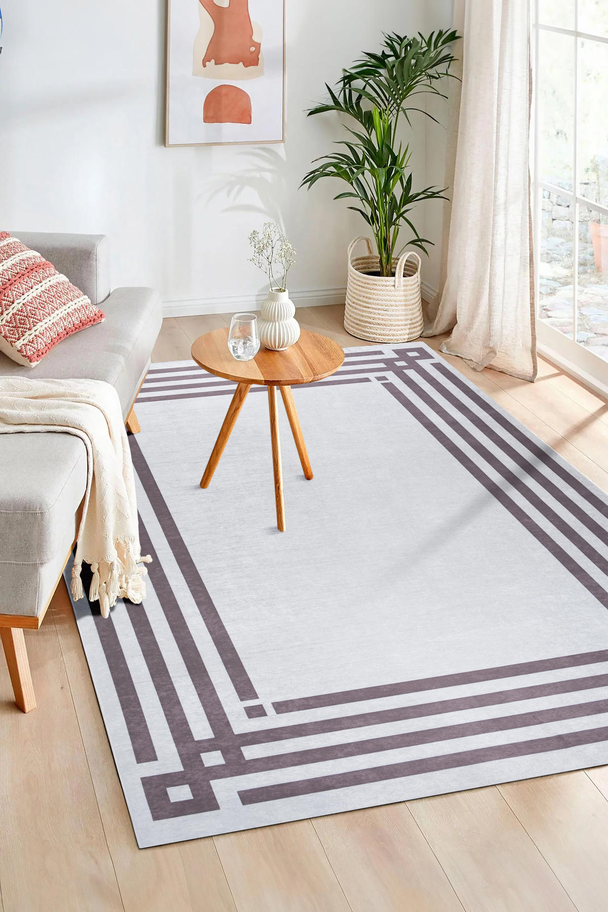 Valery Home 21531 Krem 12 mm Polipropilen Yıkanabilir Orta Kaymaz Dot Taban Dikdörtgen Makine Dokuma Salon Halısı 80x500 cm