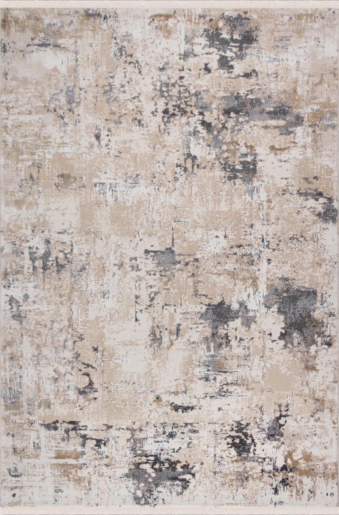 Sanat Halı Hera 3552 Çok Renkli 11 mm Polyester Antibakteriyel Yıkanabilir Kalın Kaymaz Lateks Taban Dikdörtgen Makine Dokuma Salon Halısı 160x230 cm