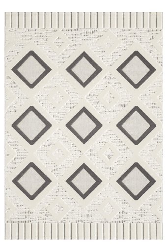 Alpina Home Dolce Krem 7 mm Polyester Yıkanabilir İnce Kaymaz Jüt Taban Dikdörtgen Makine Dokuma Salon Halısı 120x200 cm