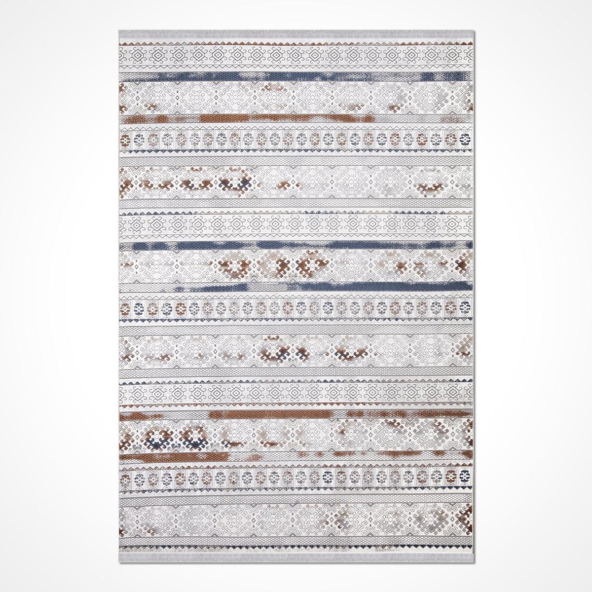 Dekozer Krem 10 mm Pamuk-Polyester Silinebilir Yıkanabilir Orta Dikdörtgen Makine Dokuma Salon Halısı 160x230 cm