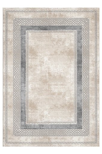 Alpina Home Echo Krem 7 mm Polyester Yıkanabilir İnce Kaymaz Jüt Taban Dikdörtgen Makine Dokuma Salon Halısı 120x180 cm