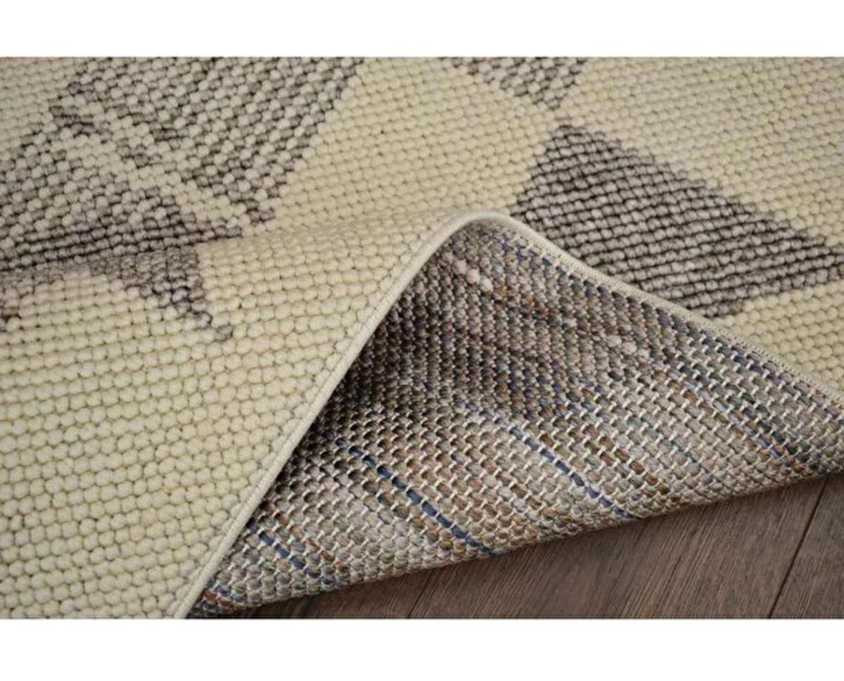 Royal Halı Pooly Gri-Krem Polyester Toz Tutmaz Yıkanabilir Kalın Kaymaz Lateks Taban Dikdörtgen Makine Dokuma Salon Halısı 160x230 cm