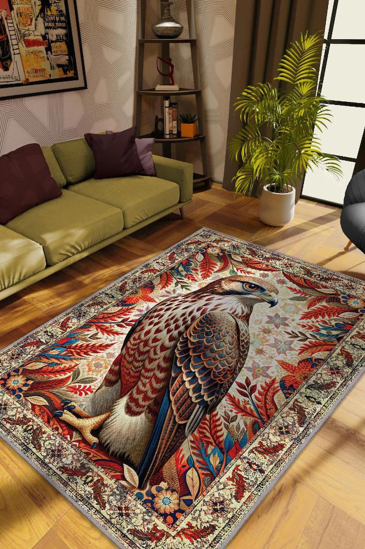 Homshtag Nuh'un Gemisi Krem 4 mm Pamuk Antistatik Yıkanabilir İnce Kaymaz Dikdörtgen Makine Dokuma Salon Halısı 200x200 cm