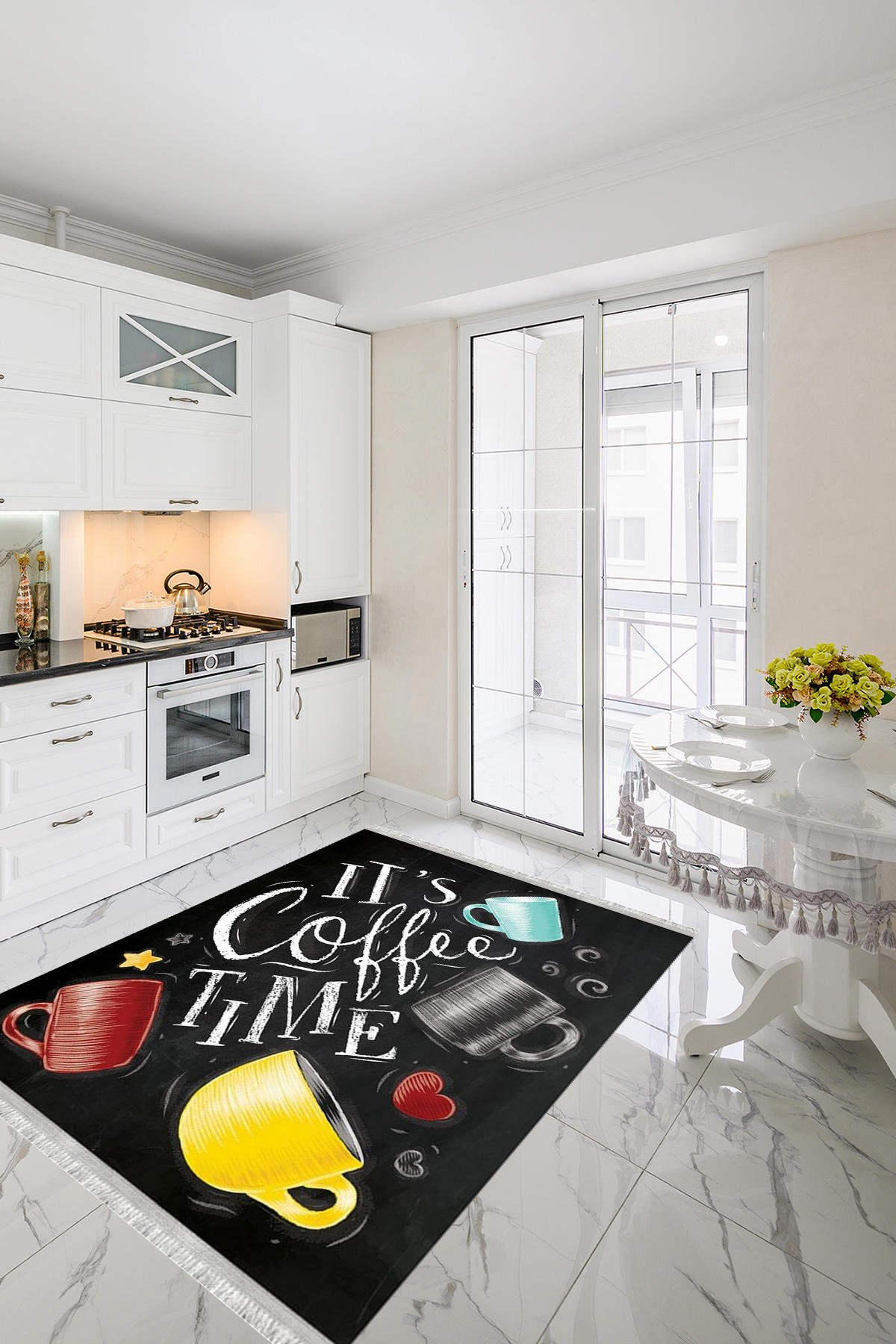 Homier Collection H-MK-9002A Krem 7 mm Pamuk Antibakteriyel Yıkanabilir Orta Kaymaz Dot Taban Dikdörtgen Makine Dokuma Salon Halısı 80x300 cm