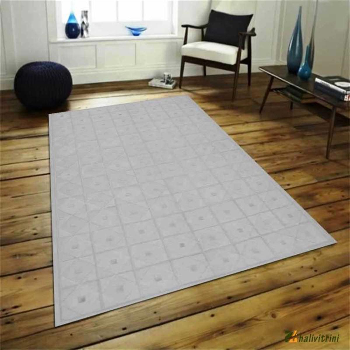 Hitit 4002 Gri 5 mm Polyester Leke Tutmaz Yıkanabilir İnce Kaymaz Dikdörtgen Makine Dokuma Salon Halısı 240x340 cm