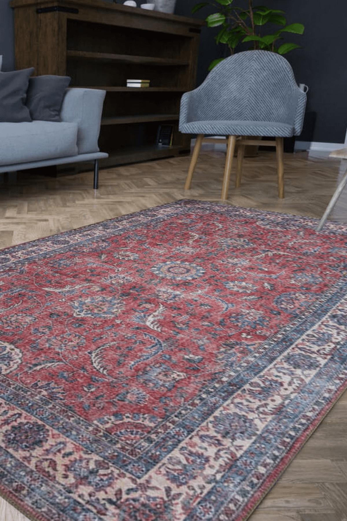 Artloop AL-84 Çok Renkli 4 mm Polyester Yıkanabilir İnce Kaymaz Jüt Taban Dikdörtgen Makine Dokuma Salon Halısı 120x200 cm