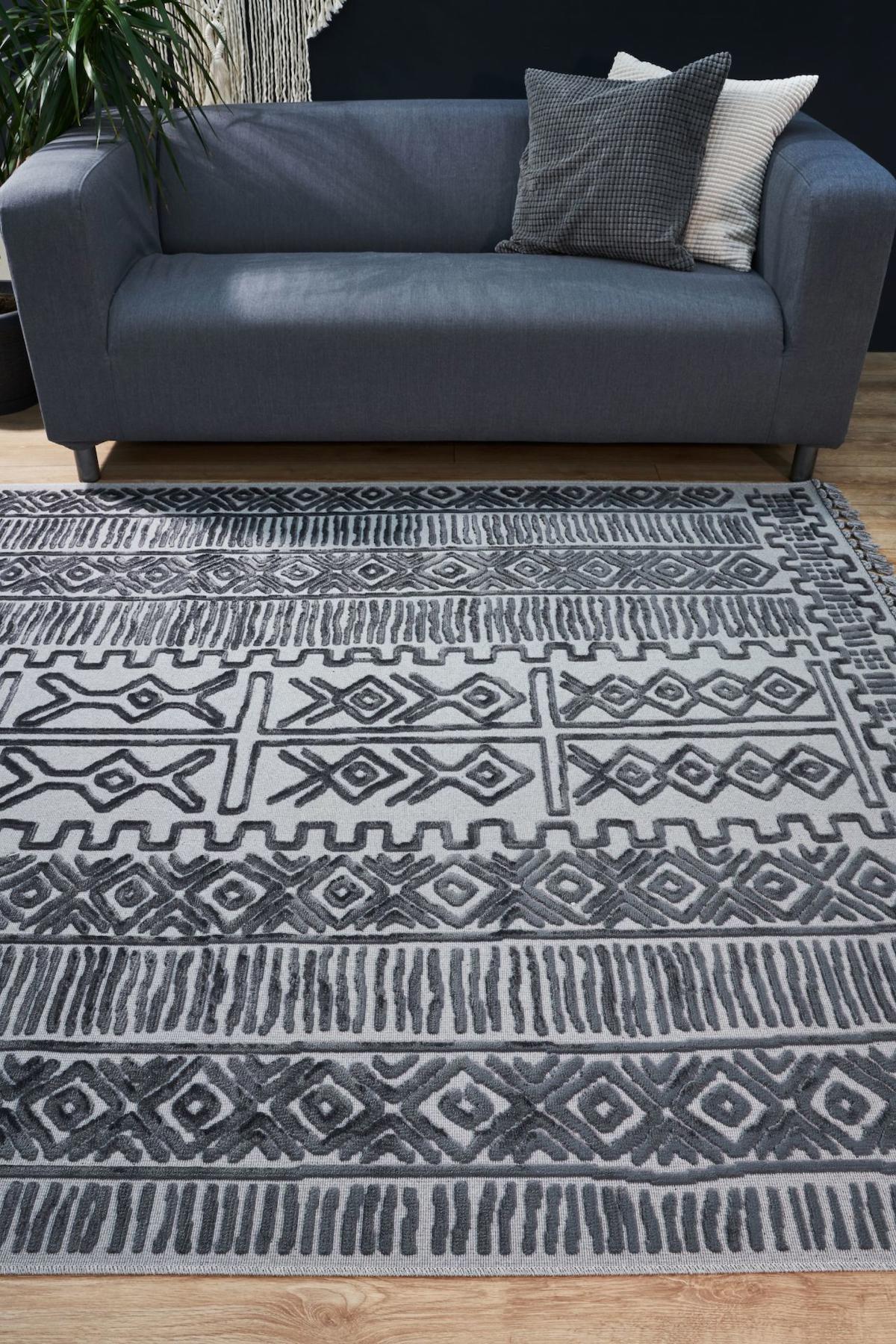 Apex Nüans 8803 Krem Pamuk Yıkanabilir İnce Kaymaz Jüt Taban Dikdörtgen Makine Dokuma Salon Halısı 60x100 cm