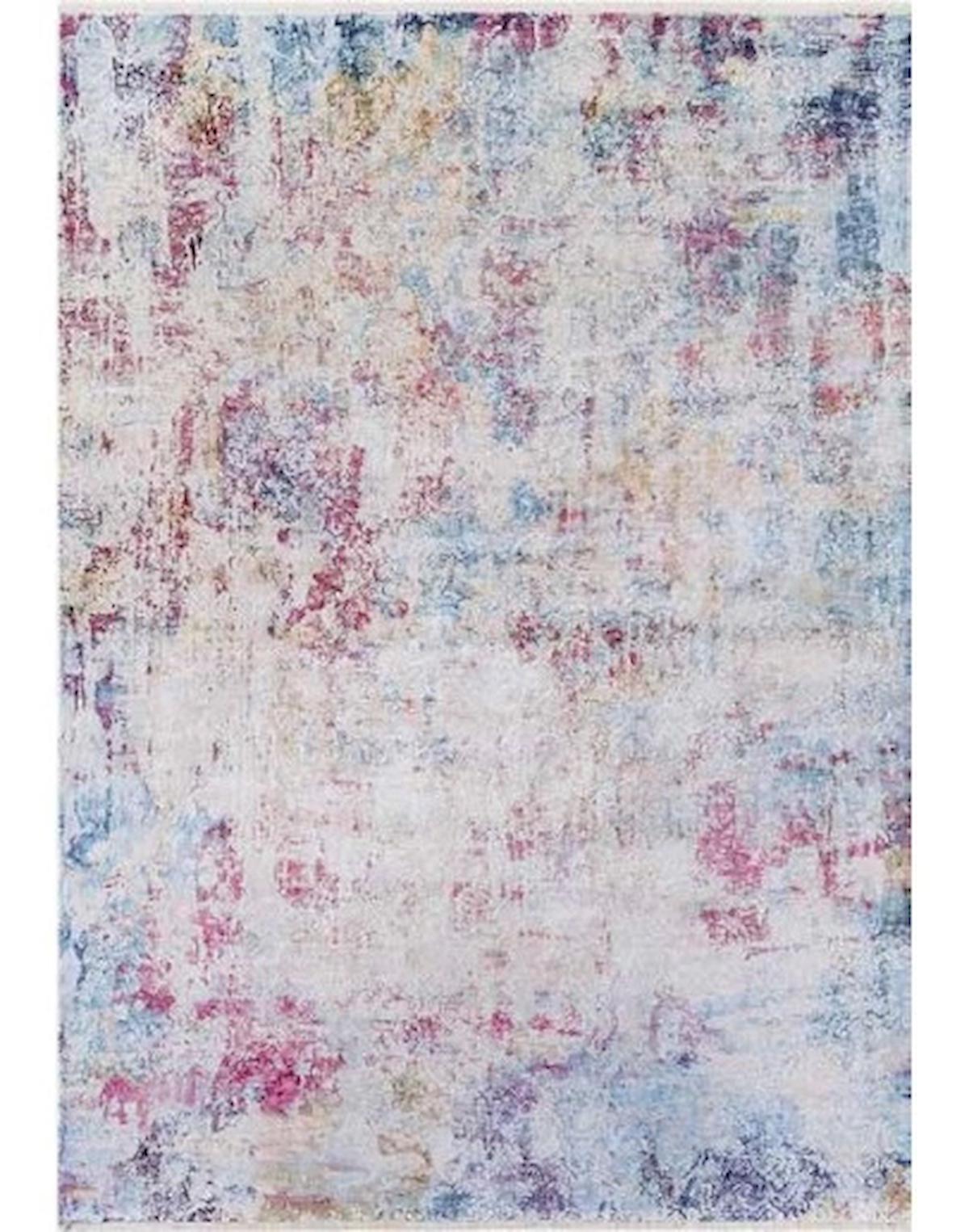 Angora Home Infinity 8376C Bordo-Lacivert 12 mm Akrilik Yıkanabilir İnce Kaymaz Jüt Taban Dikdörtgen Makine Dokuma Salon Halısı 80x150 cm