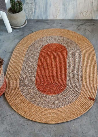 Mikasa Moor The Mia SPT0048 Çok Renkli 6 mm Antialerjenik-Antibakteriyel Yıkanabilir İnce Jüt Taban Oval El Dokuması İç ve Dış Mekan Halısı 140x300 cm